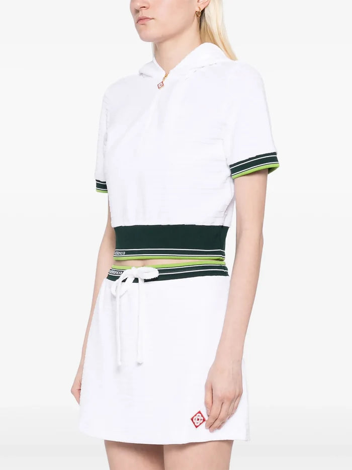 CASABLANCA WOMEN Hippie Tennis Hood Top White - MAISONDEFASHION.COM