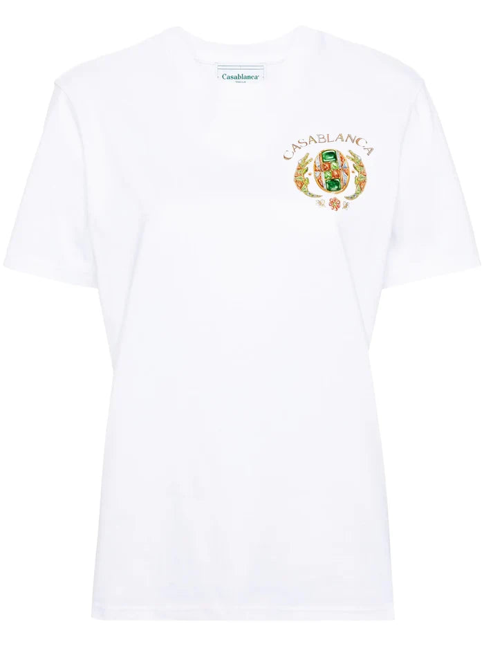 CASABLANCA WOMEN Joyaux D'Afrique Tennis Club Printed T-Shirt White - MAISONDEFASHION.COM