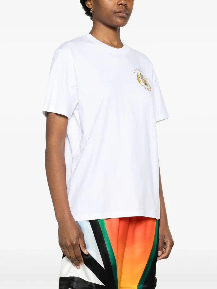 CASABLANCA WOMEN Joyaux D'Afrique Tennis Club Printed T-Shirt White - MAISONDEFASHION.COM