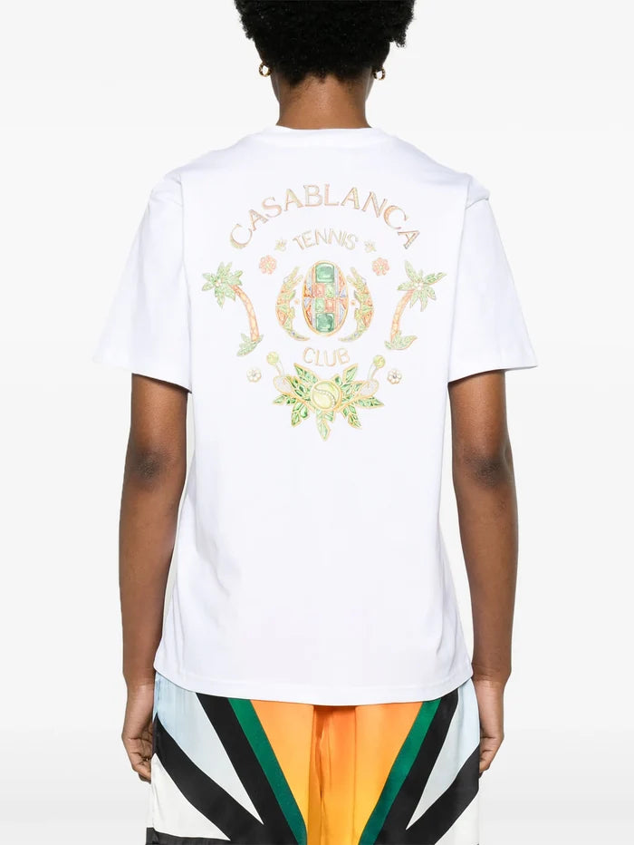 CASABLANCA WOMEN Joyaux D'Afrique Tennis Club Printed T-Shirt White - MAISONDEFASHION.COM