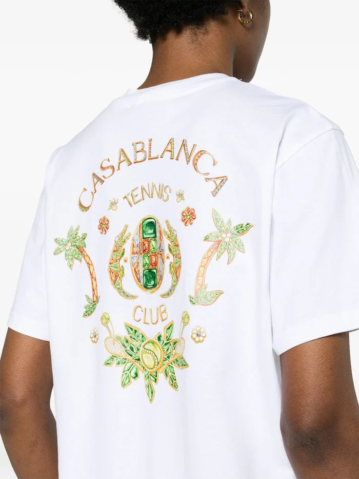 CASABLANCA WOMEN Joyaux D'Afrique Tennis Club Printed T-Shirt White - MAISONDEFASHION.COM