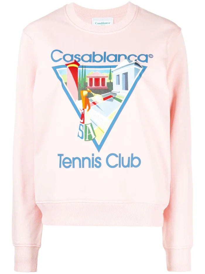 CASABLANCA WOMEN La Joueuse Printed Sweatshirt Pink - MAISONDEFASHION.COM