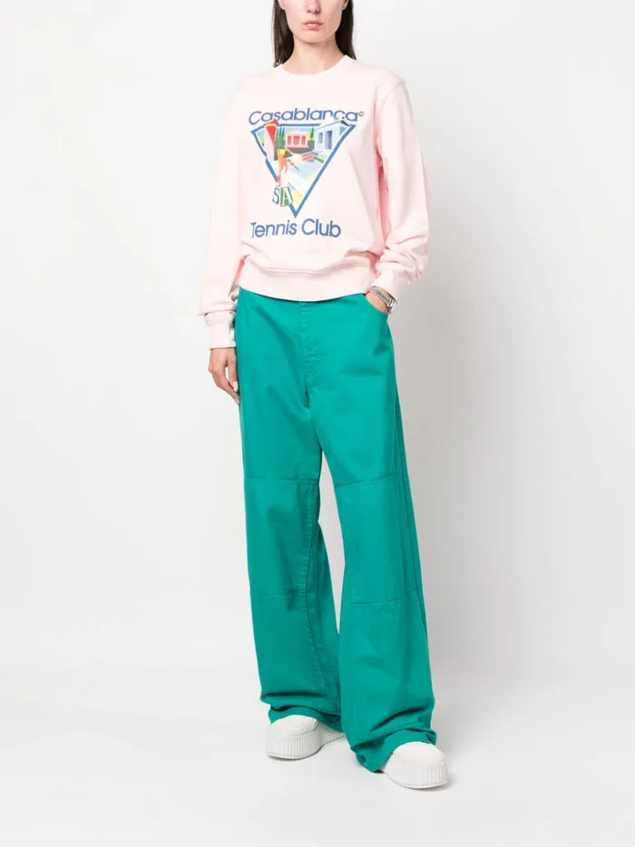CASABLANCA WOMEN La Joueuse Printed Sweatshirt Pink - MAISONDEFASHION.COM