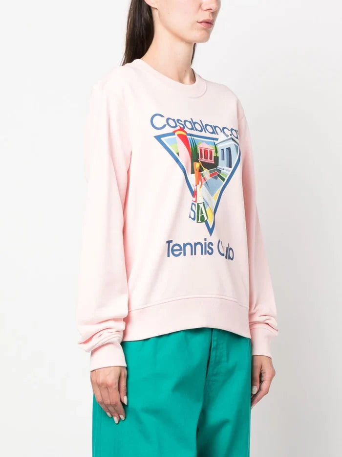 CASABLANCA WOMEN La Joueuse Printed Sweatshirt Pink - MAISONDEFASHION.COM