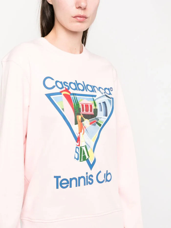 CASABLANCA WOMEN La Joueuse Printed Sweatshirt Pink - MAISONDEFASHION.COM