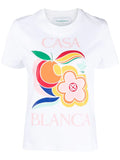 CASABLANCA WOMEN Le Pouvoir Des Fleurs Printed Fitted T-Shirt White - MAISONDEFASHION.COM