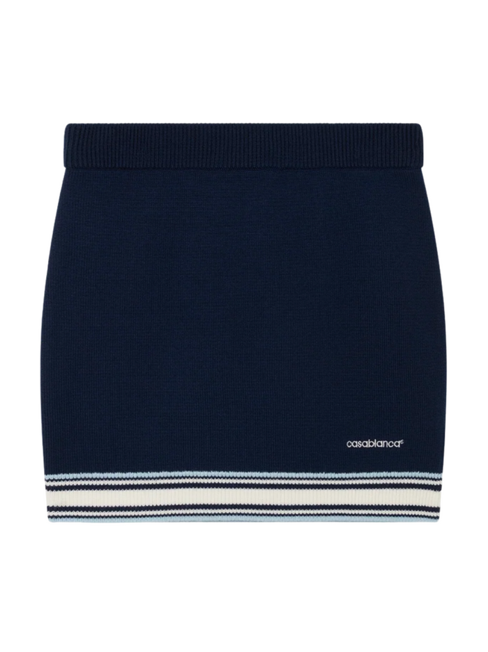 CASABLANCA WOMEN Merino Knit Tennis Skirt Navy - MAISONDEFASHION.COM