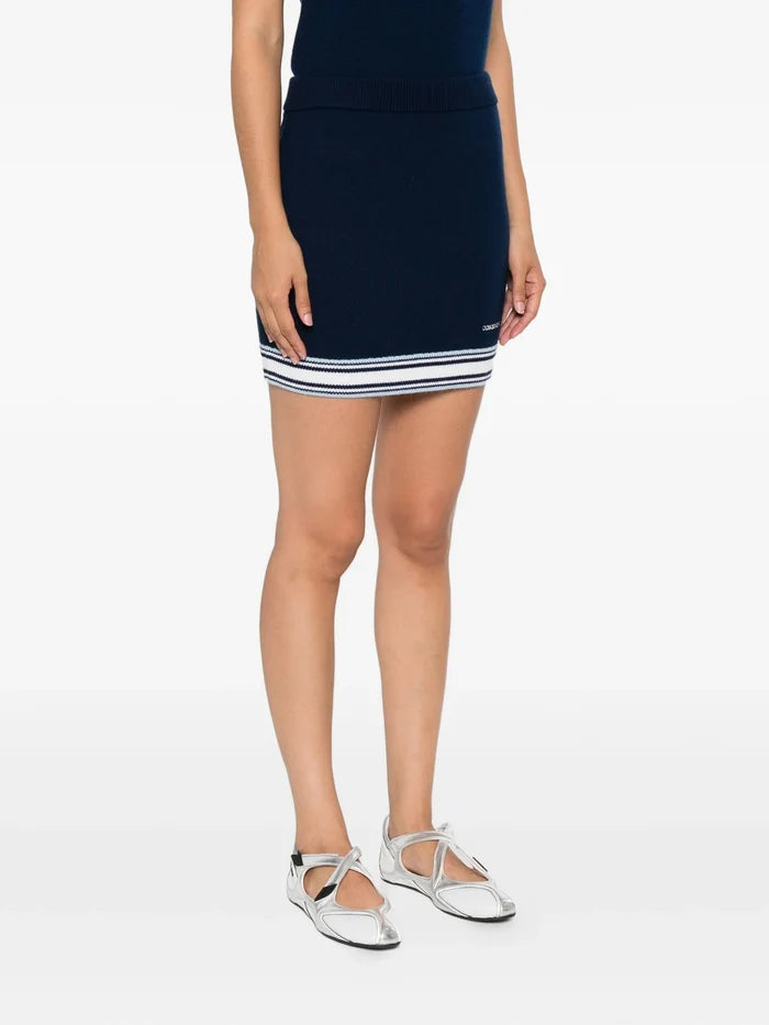 CASABLANCA WOMEN Merino Knit Tennis Skirt Navy - MAISONDEFASHION.COM