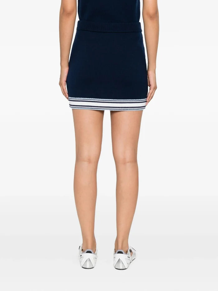 CASABLANCA WOMEN Merino Knit Tennis Skirt Navy - MAISONDEFASHION.COM