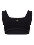CASABLANCA WOMEN Monogram Jacquard Bikini Top Black - MAISONDEFASHION.COM