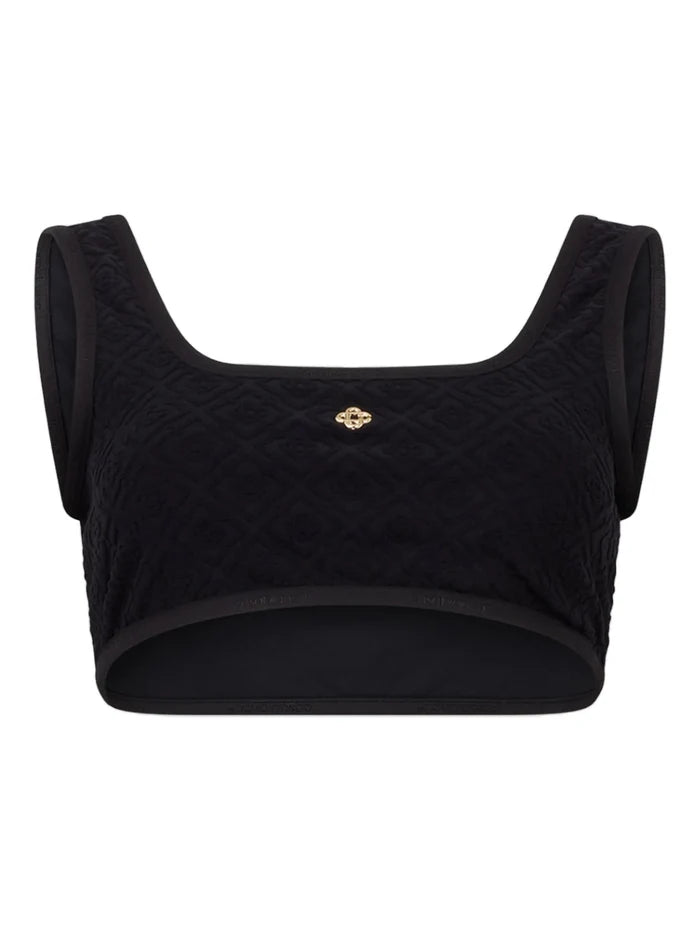 CASABLANCA WOMEN Monogram Jacquard Bikini Top Black - MAISONDEFASHION.COM