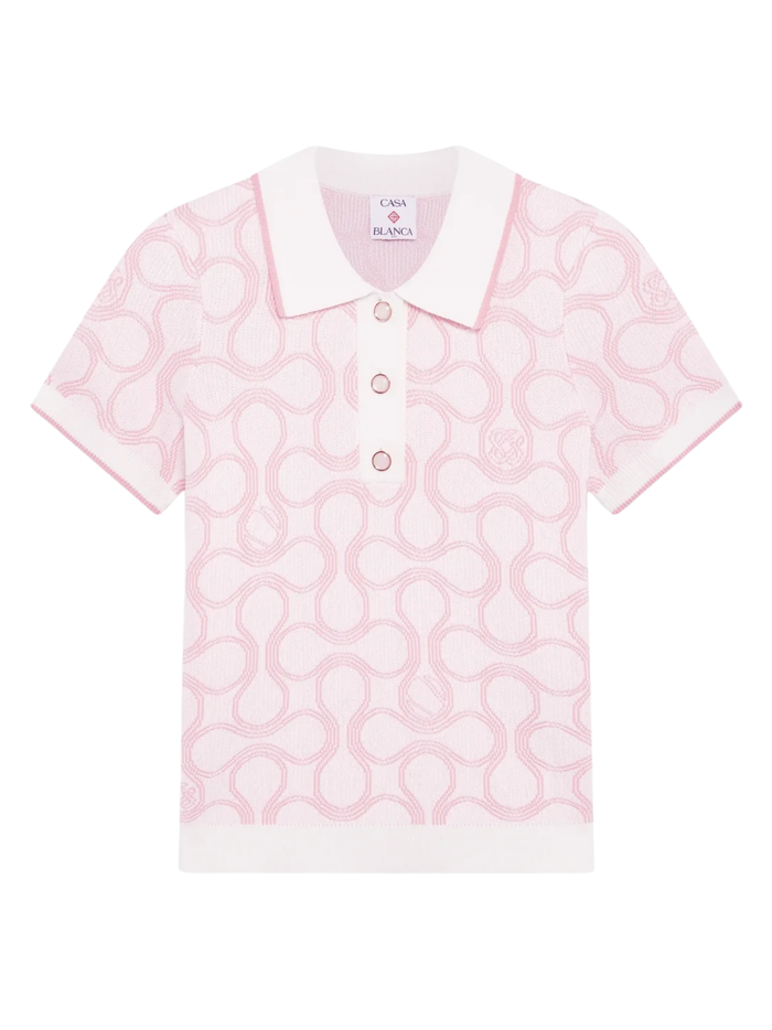 CASABLANCA WOMEN Optic Drop Polo Shirt Pink - MAISONDEFASHION.COM