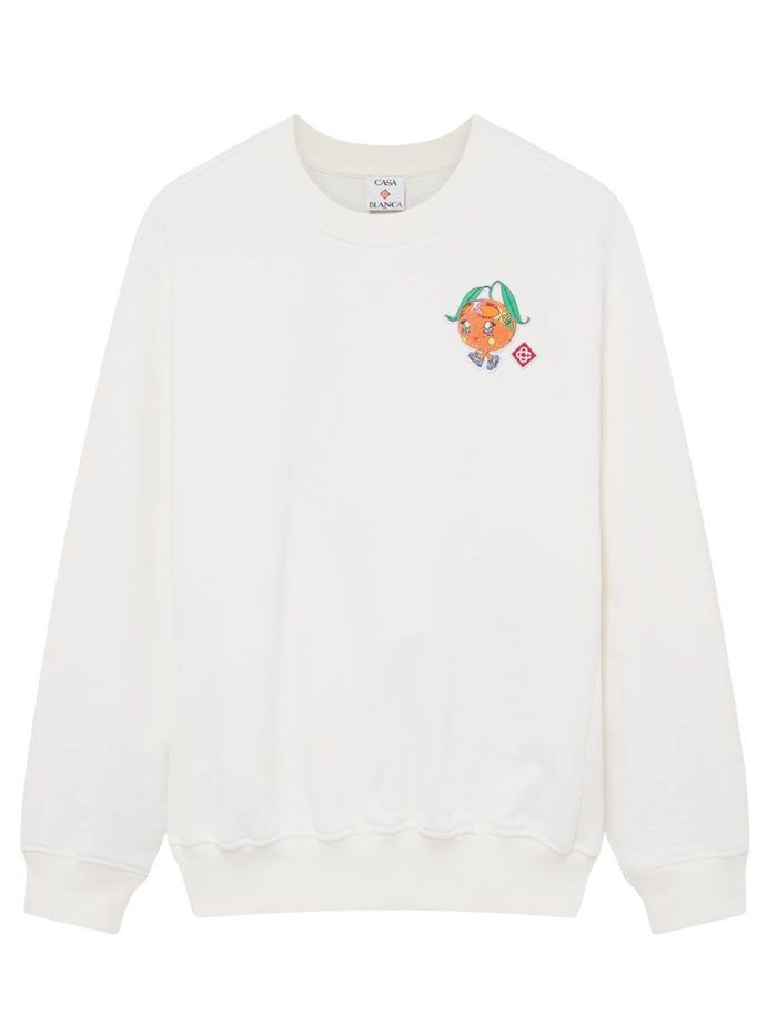 CASABLANCA WOMEN Orange Mascot Sweatshirt Off-White - MAISONDEFASHION.COM