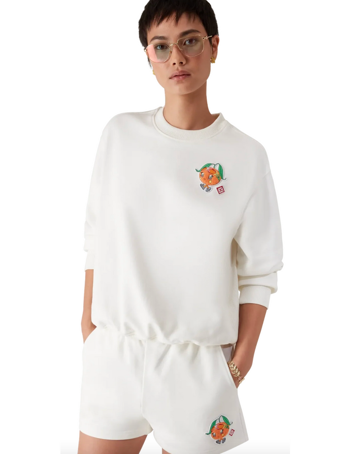 CASABLANCA WOMEN Orange Mascot Sweatshirt Off-White - MAISONDEFASHION.COM