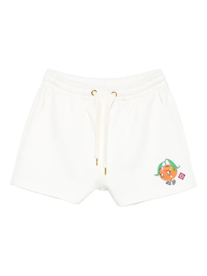 CASABLANCA WOMEN Orange Mascot Sweatshorts Off-White - MAISONDEFASHION.COM
