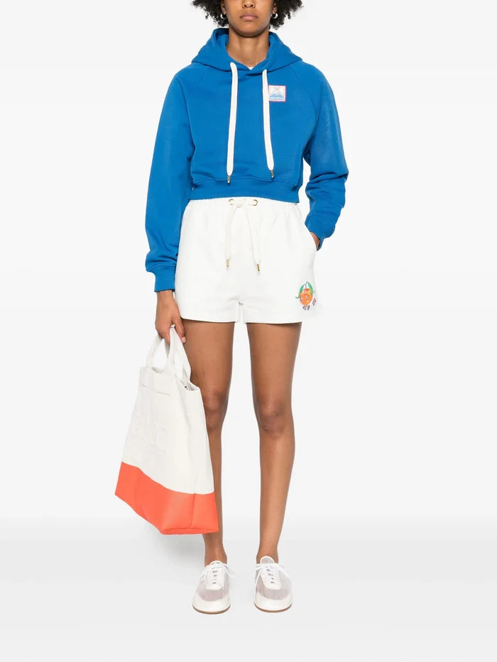 CASABLANCA WOMEN Orange Mascot Sweatshorts Off-White - MAISONDEFASHION.COM