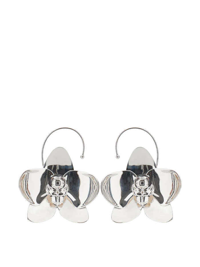 CASABLANCA WOMEN Orchid Earrings Silver - MAISONDEFASHION.COM