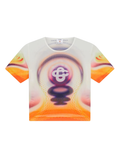 CASABLANCA WOMEN Printed Mesh Baby Short Sleeve T‑Shirt Sporchid White - MAISONDEFASHION.COM