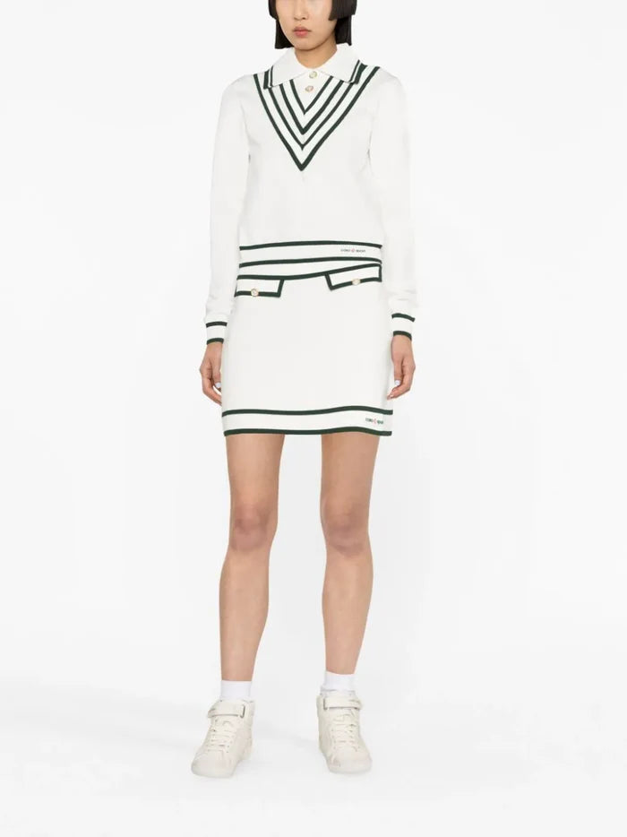 CASABLANCA WOMEN Retro Knit Tennis Skirt White - MAISONDEFASHION.COM
