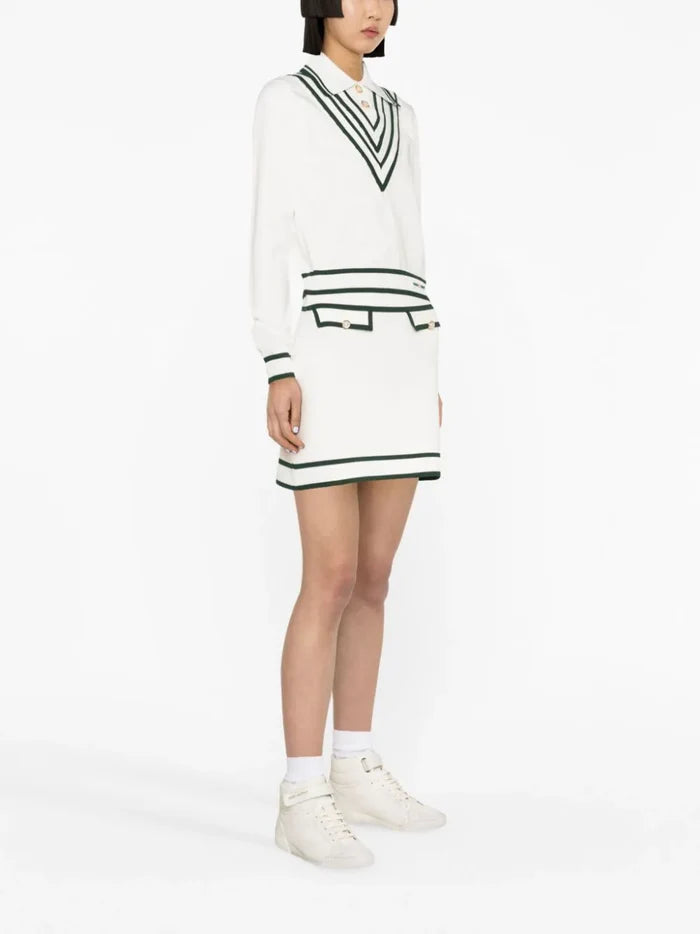 CASABLANCA WOMEN Retro Knit Tennis Skirt White - MAISONDEFASHION.COM