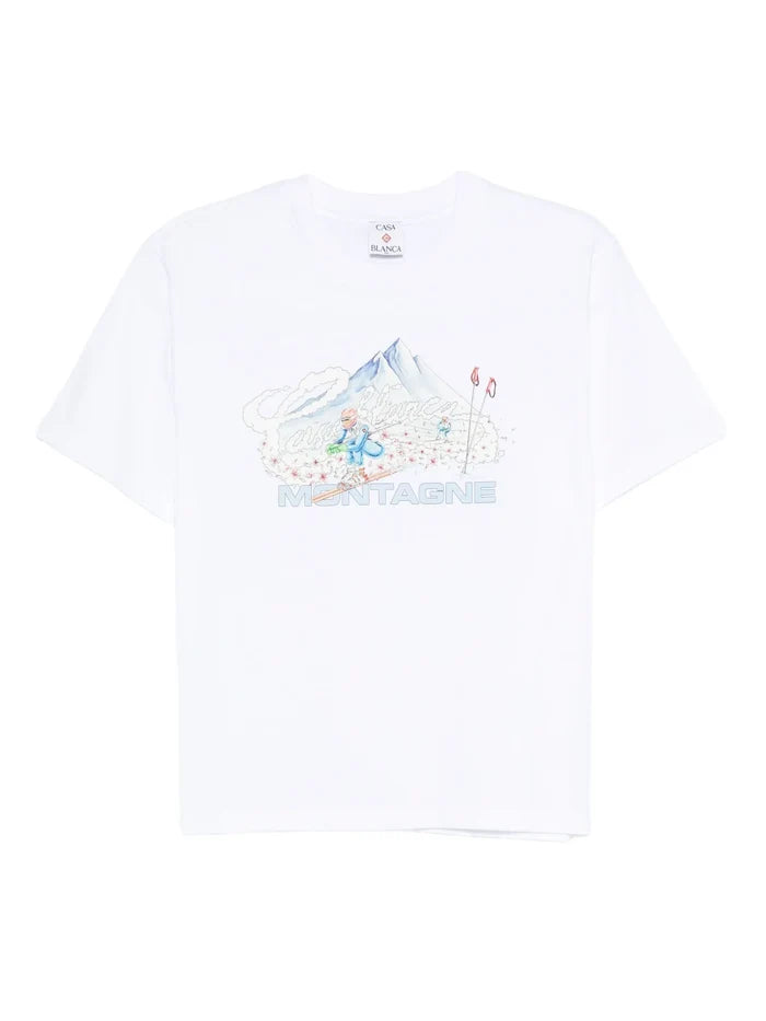 CASABLANCA WOMEN Ski Printed T-shirt White - MAISONDEFASHION.COM