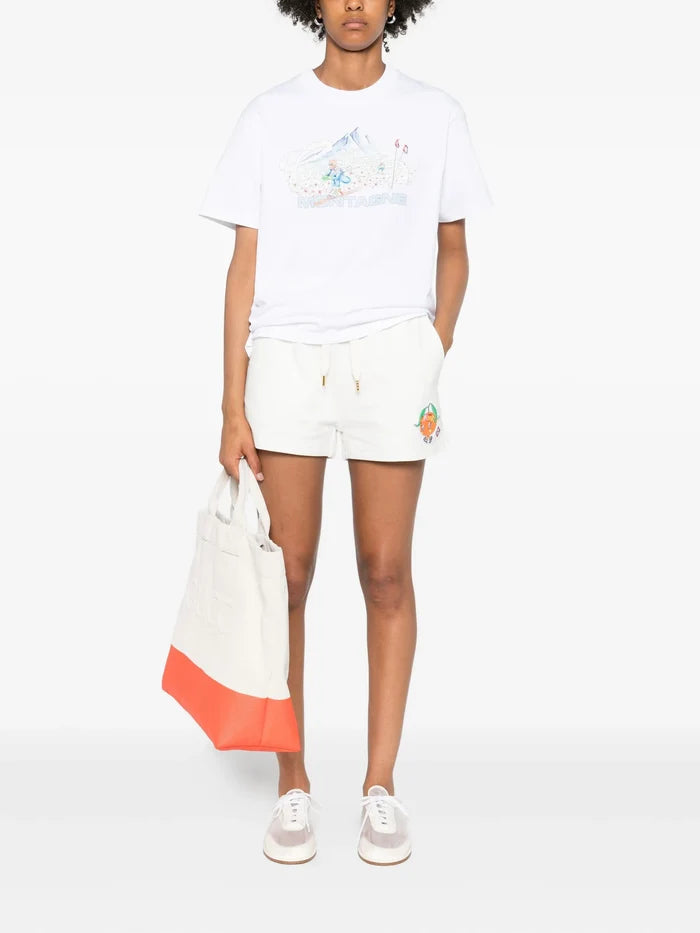CASABLANCA WOMEN Ski Printed T-shirt White - MAISONDEFASHION.COM