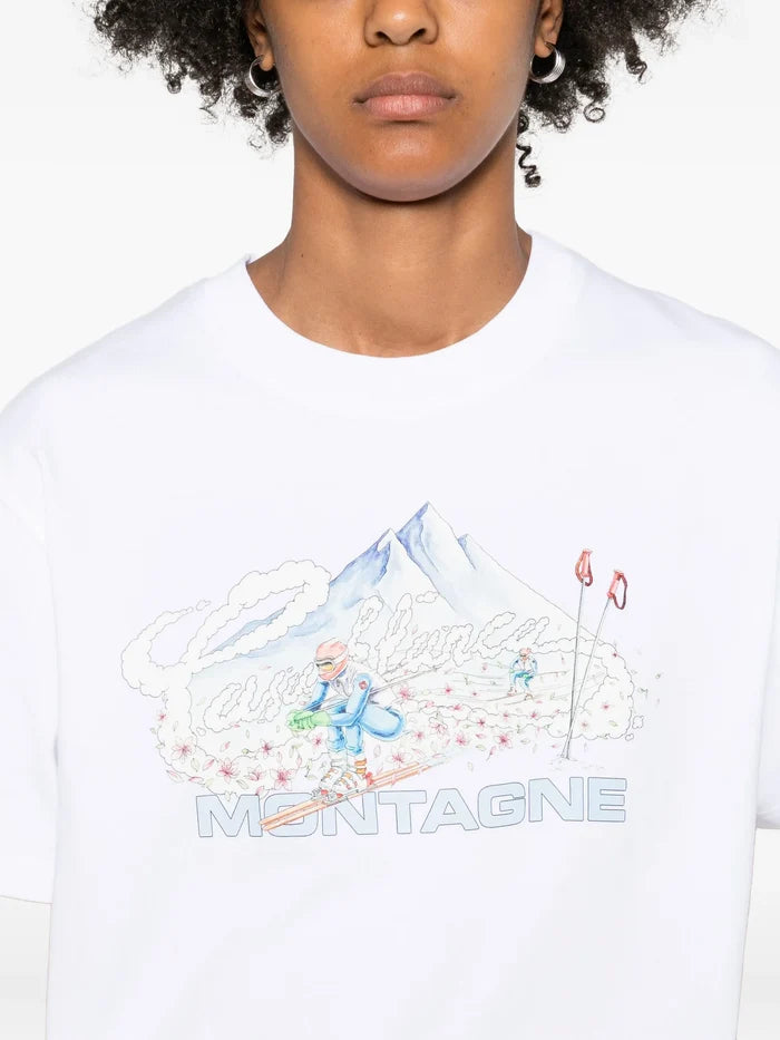 CASABLANCA WOMEN Ski Printed T-shirt White - MAISONDEFASHION.COM