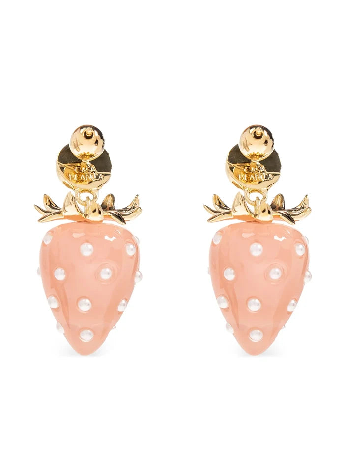 CASABLANCA WOMEN Strawberry Earrings Gold/Pink/White - MAISONDEFASHION.COM