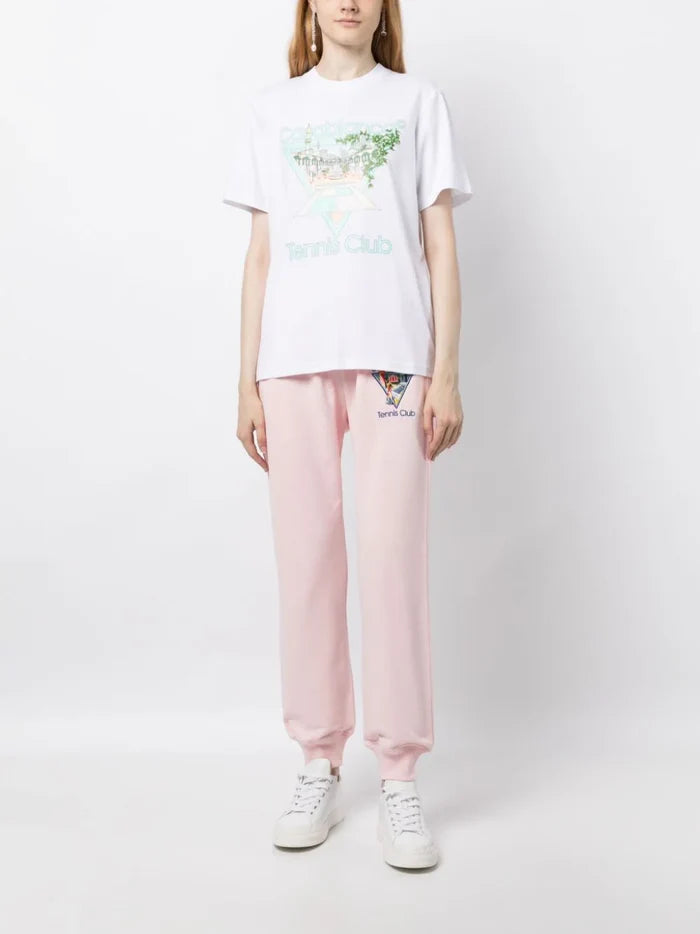 CASABLANCA WOMEN Tennis Club Icon Pastelle Printed T-Shirt White - MAISONDEFASHION.COM