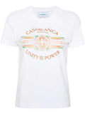 CASABLANCA WOMEN Unity Is Power Printed Fitted T-Shirt White - MAISONDEFASHION.COM