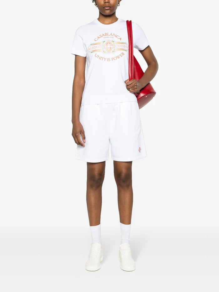 CASABLANCA WOMEN Unity Is Power Printed Fitted T-Shirt White - MAISONDEFASHION.COM