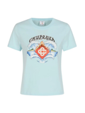 CASABLANCA WOMEN Waves Fitted T-shirt Pale Blue - MAISONDEFASHION.COM