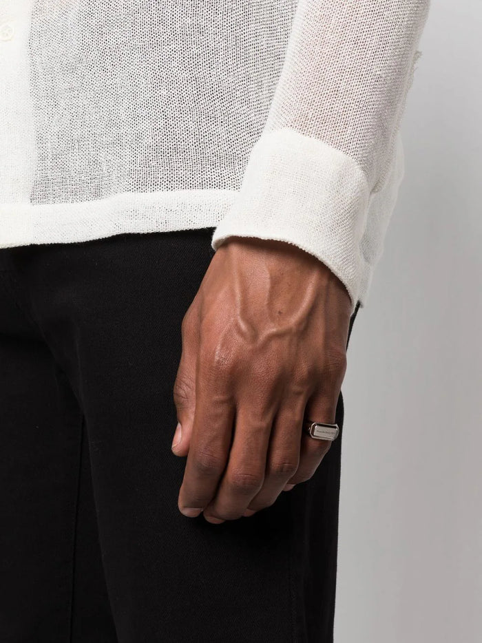 ALEXANDER MCQUEEN MEN Chain motif Logo Signet Ring Silver - MAISONDEFASHION.COM