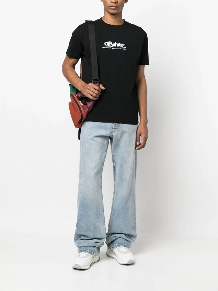 OFF-WHITE Chunky Logo Slim S/S Tee Black White - MAISONDEFASHION.COM