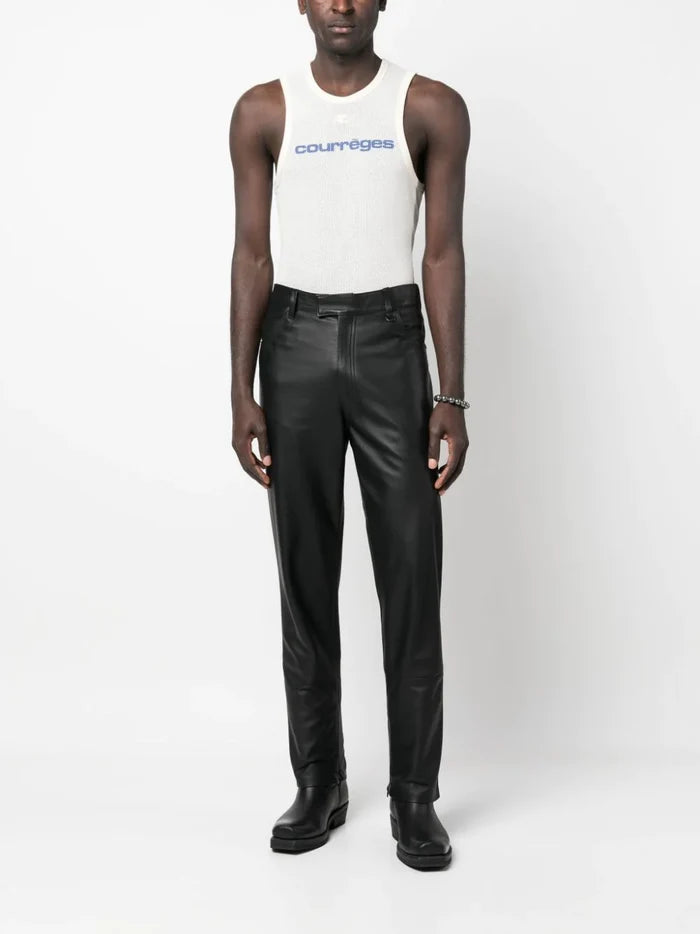 COURREGES MEN Logo Printed Mesh Vest White - MAISONDEFASHION.COM