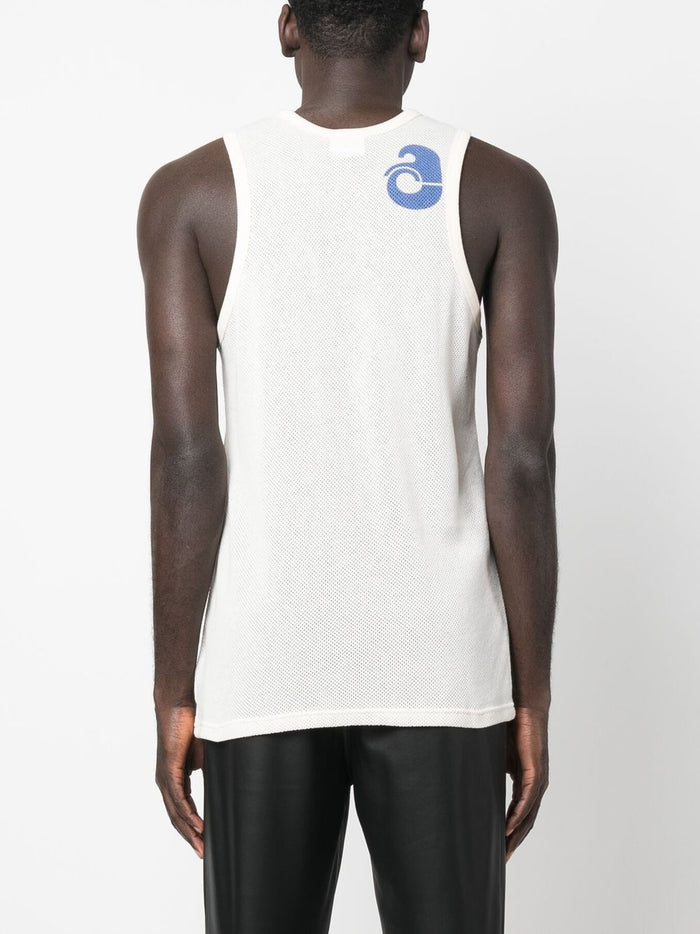 COURREGES MEN Logo Printed Mesh Vest White - MAISONDEFASHION.COM