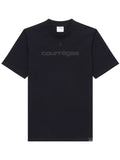 COURREGES MEN Logo Printed Cotton T-Shirt Black - MAISONDEFASHION.COM