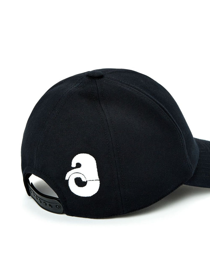 COURRÉGES WOMEN Embroidered Logo Patch Cap Black/White - MAISONDEFASHION.COM