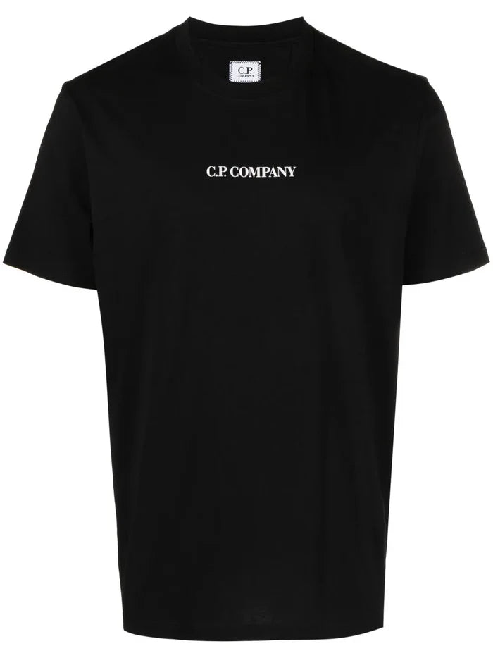 C.P COMPANY MEN 30/1 Jersey Blurry Logo T-Shirt Black - MAISONDEFASHION.COM
