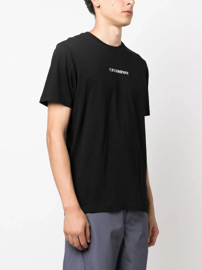C.P COMPANY MEN 30/1 Jersey Blurry Logo T-Shirt Black - MAISONDEFASHION.COM