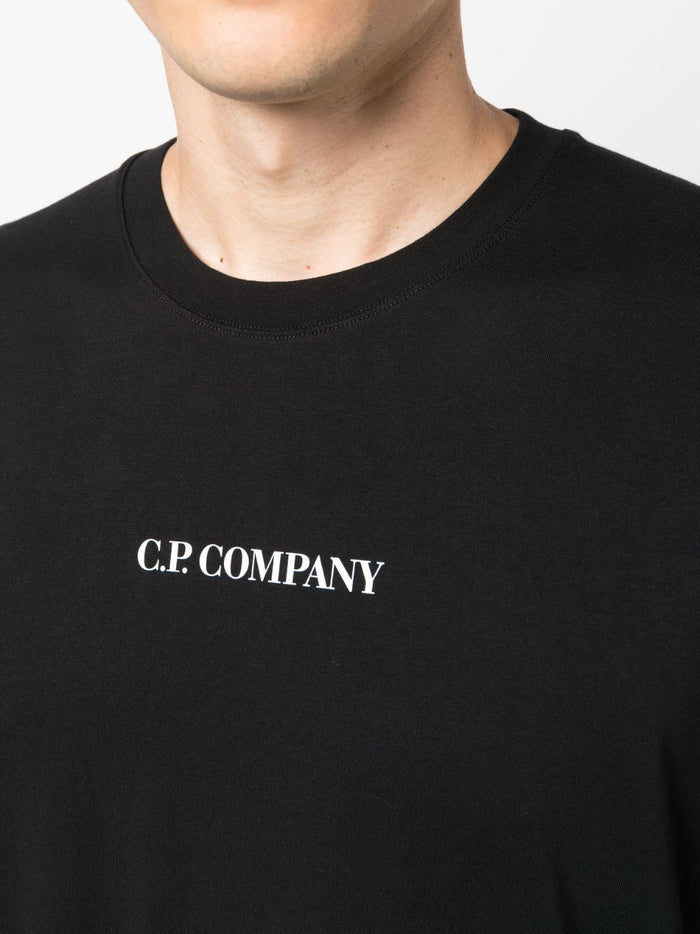 C.P COMPANY MEN 30/1 Jersey Blurry Logo T-Shirt Black - MAISONDEFASHION.COM
