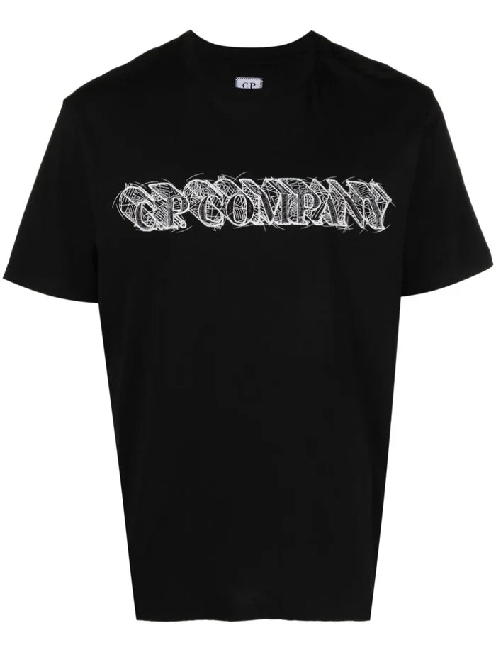 C.P COMPANY MEN 30/1 Jersey Relaxed Logo T-Shirt Black - MAISONDEFASHION.COM