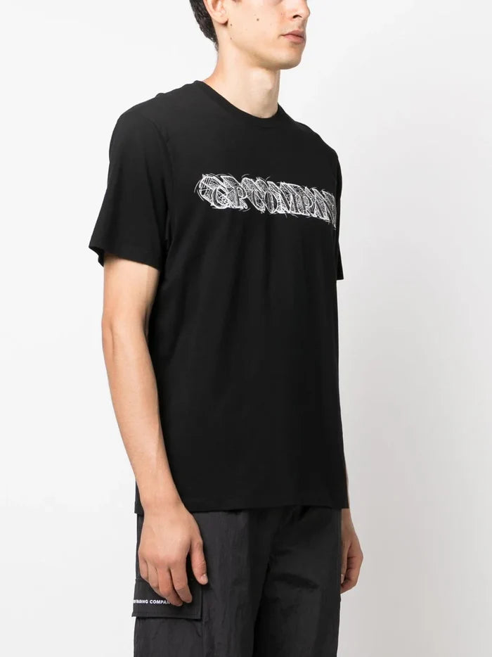 C.P COMPANY MEN 30/1 Jersey Relaxed Logo T-Shirt Black - MAISONDEFASHION.COM