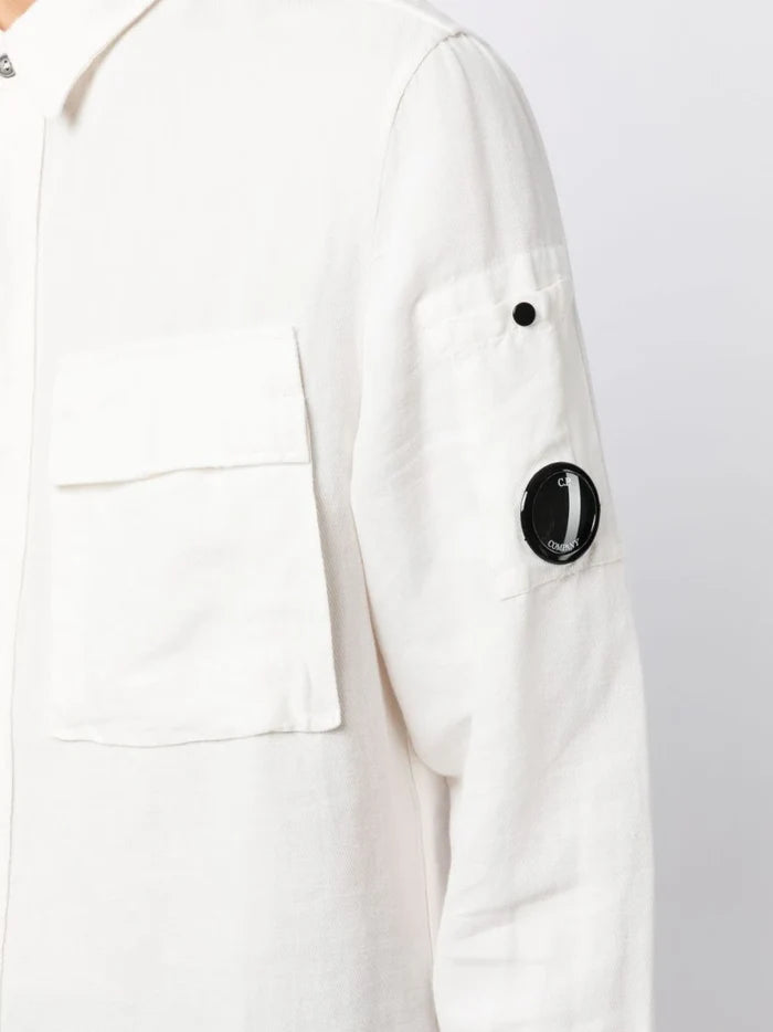C.P COMPANY Broken Long-Sleeve Shirt White - MAISONDEFASHION.COM