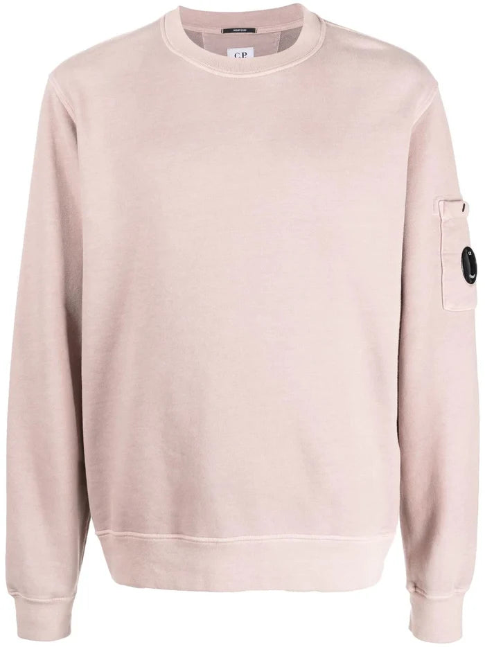 C.P. COMPANY Brushed & Emerized Diagonal Fleece Sweatshirt Pink - MAISONDEFASHION.COM