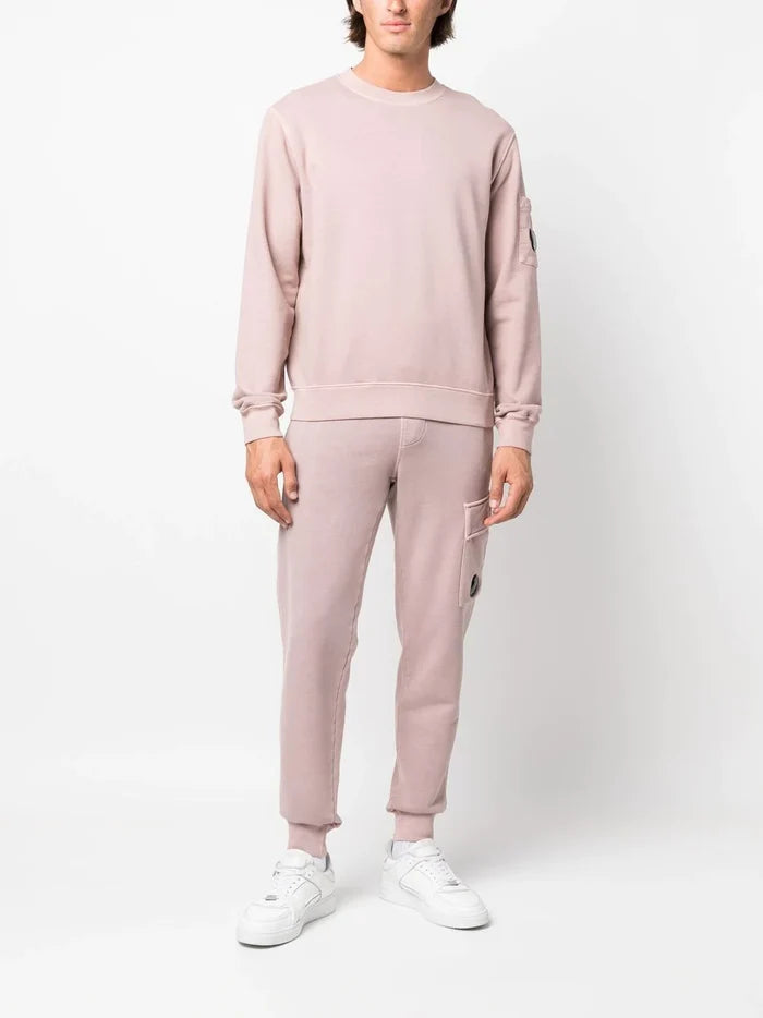 C.P. COMPANY Brushed & Emerized Diagonal Fleece Sweatshirt Pink - MAISONDEFASHION.COM