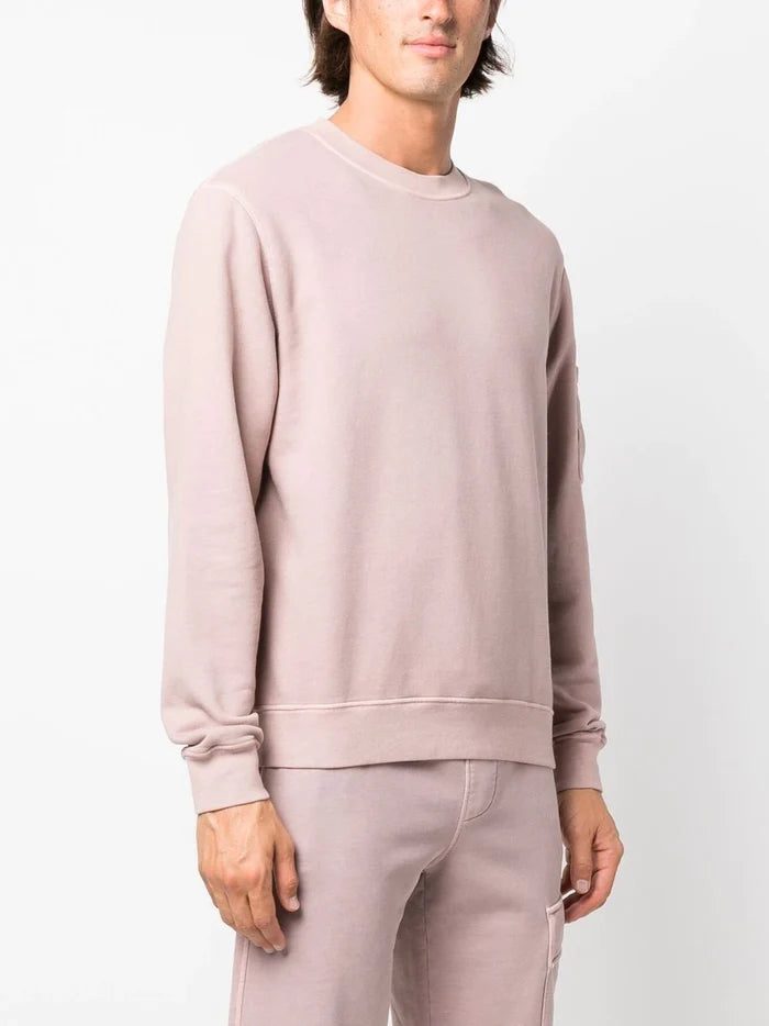 C.P. COMPANY Brushed & Emerized Diagonal Fleece Sweatshirt Pink - MAISONDEFASHION.COM