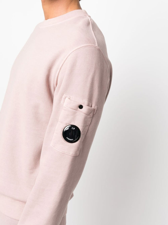 C.P. COMPANY Brushed & Emerized Diagonal Fleece Sweatshirt Pink - MAISONDEFASHION.COM