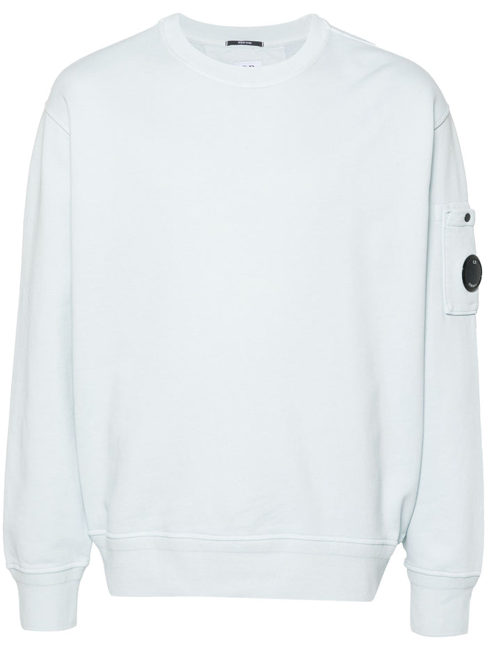 C.P. COMPANY Cotton Lens Detail Sweatshirt Light Blue - MAISONDEFASHION.COM