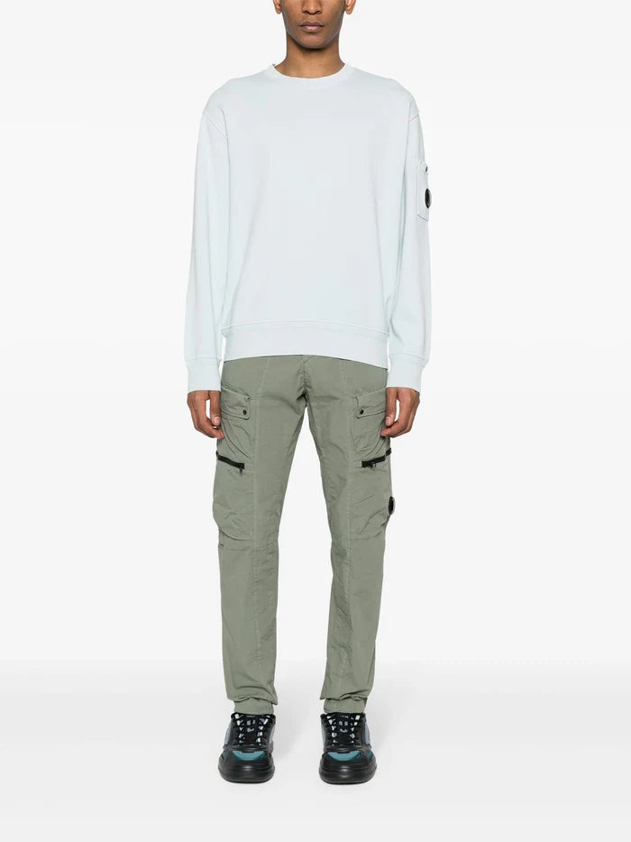 C.P. COMPANY Cotton Lens Detail Sweatshirt Light Blue - MAISONDEFASHION.COM